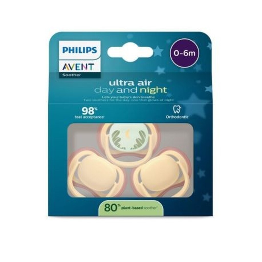 Philips Avent, 80 % Plantebaseret, Ultra Air Nighttime, Str. 1 (0 - 6 Mdr.), 3-pak