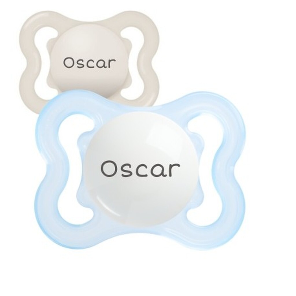 Mam Air,  Str. 1 (0-6 Mdr.), Symmetrisk - Silikone, Sutter Med Navn