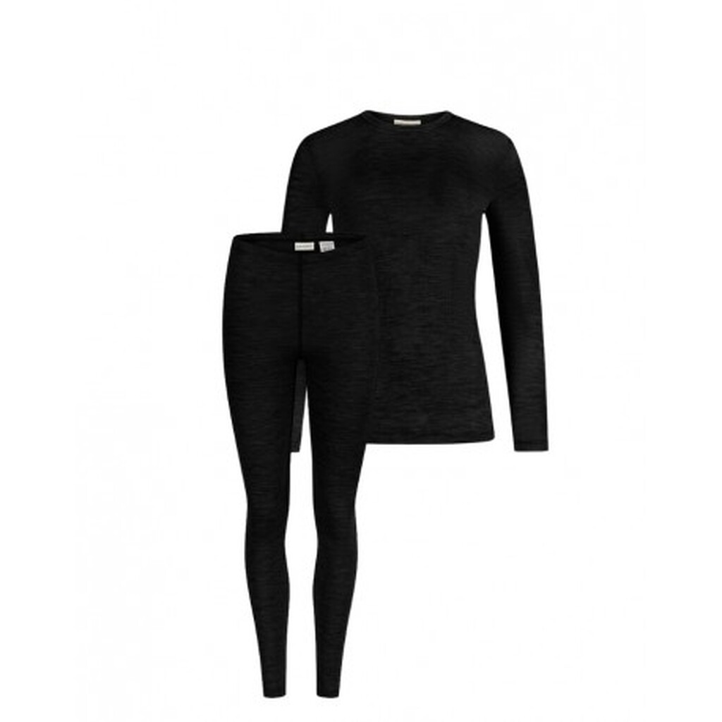 Damesæt I 100% Merino Uld, Langærmet T-shirt & Leggings, 1x1 Rib