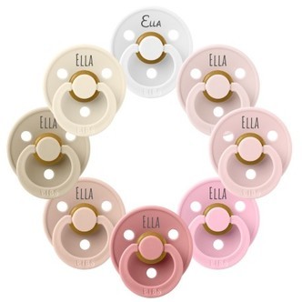 Bibs Colour, Str. 1 (0-6 Mdr.) , Rund - Latex, Sutter Med Navn, 8-pak