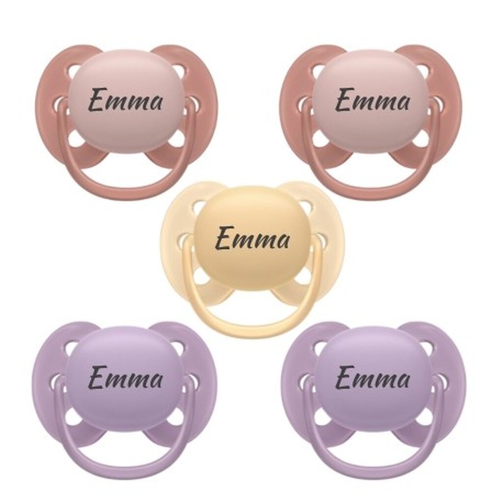 Philips Avent Ultra Soft, Str. 2 (6-18 Mdr.), Symmetrisk - Silikone, Sutter Med Navn , 5-pak