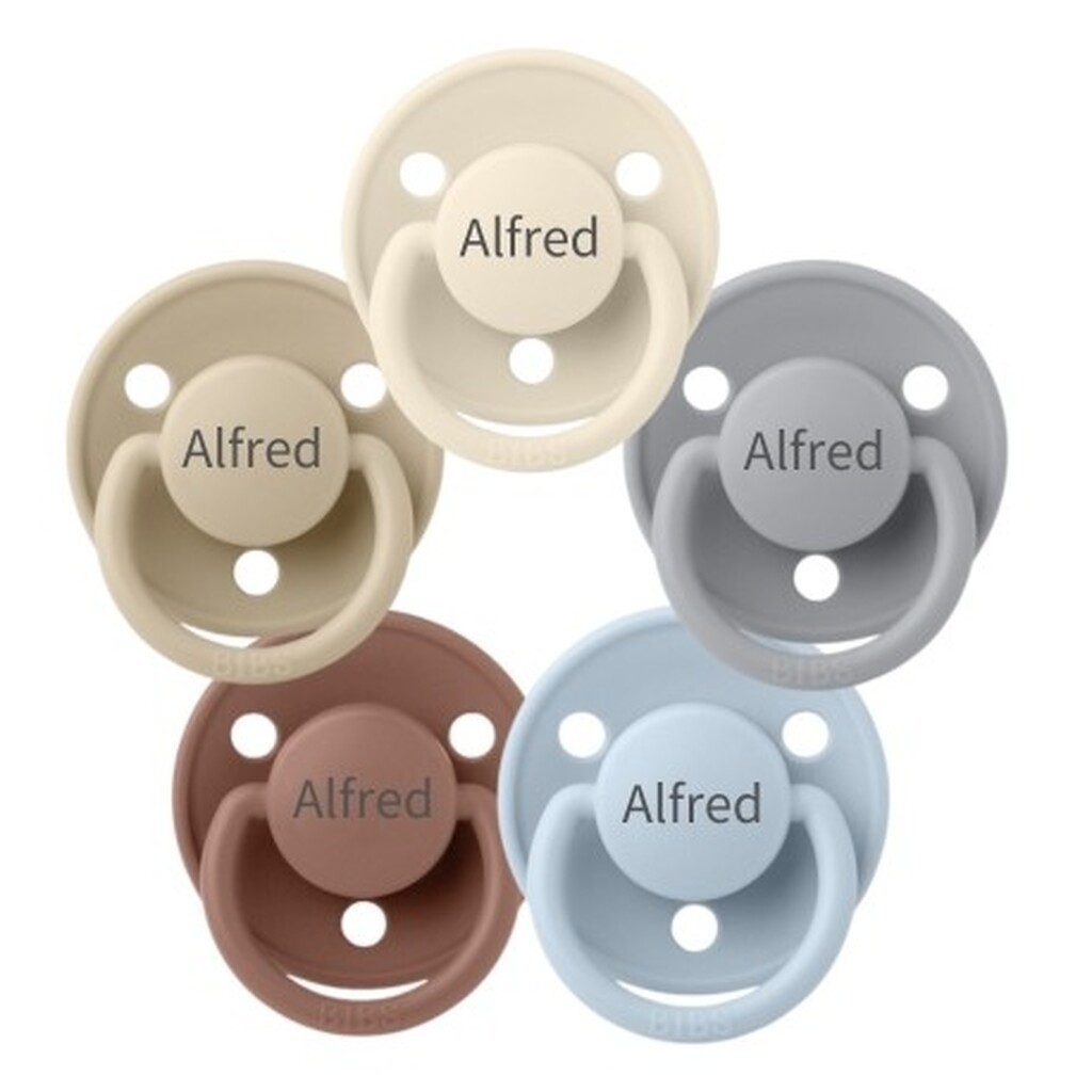 Bibs De Lux, Str. 2 (6+ Mdr.), Rund - Latex, Sutter Med Navn, 5-pak