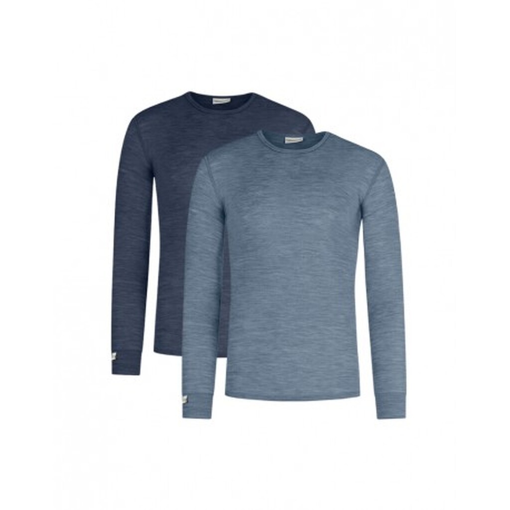 Langærmet T-shirt Til Herre I 100% Merino Uld, 1x1 Rib, 2-pak
