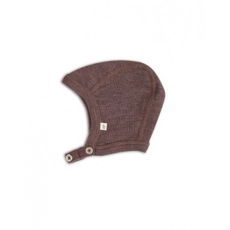 Baby Hjelm Med Trykknapper I 100% Økologisk Merino Uld, Tyk Kvalitet - 2 Lag Stof