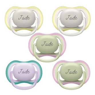 Philips Avent Ultra Air, Str. 1 (0-6 Mdr.), Symmetrisk - Silikone, Sutter Med Navn , 5-pak