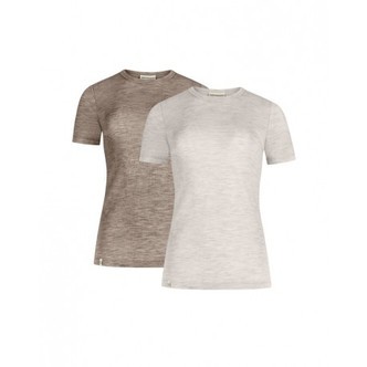 Kortærmet T-shirt Til Dame I 100% Merino Uld, 1x1 Rib, 2-pak