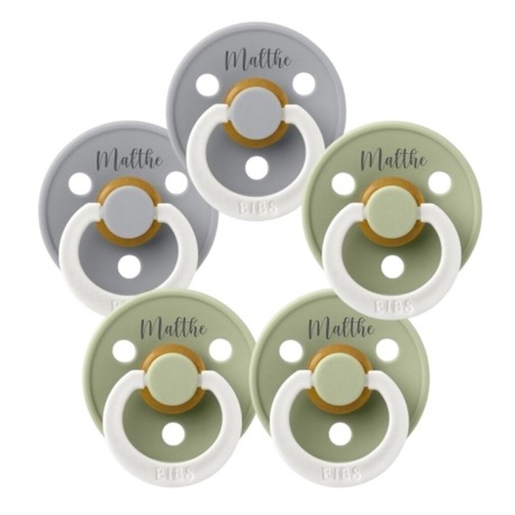 Bibs Colour Night,  Str. 1 (0-6 Mdr.), Anatomisk - Latex, Sutter Med Navn, 5-pak