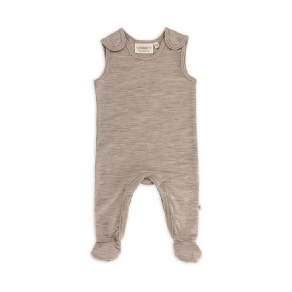 Retro Sparkedragt Med Fod Og Trykknapper På Indersiden Af Benene Til Baby, I 100% Økologisk Merino Uld
