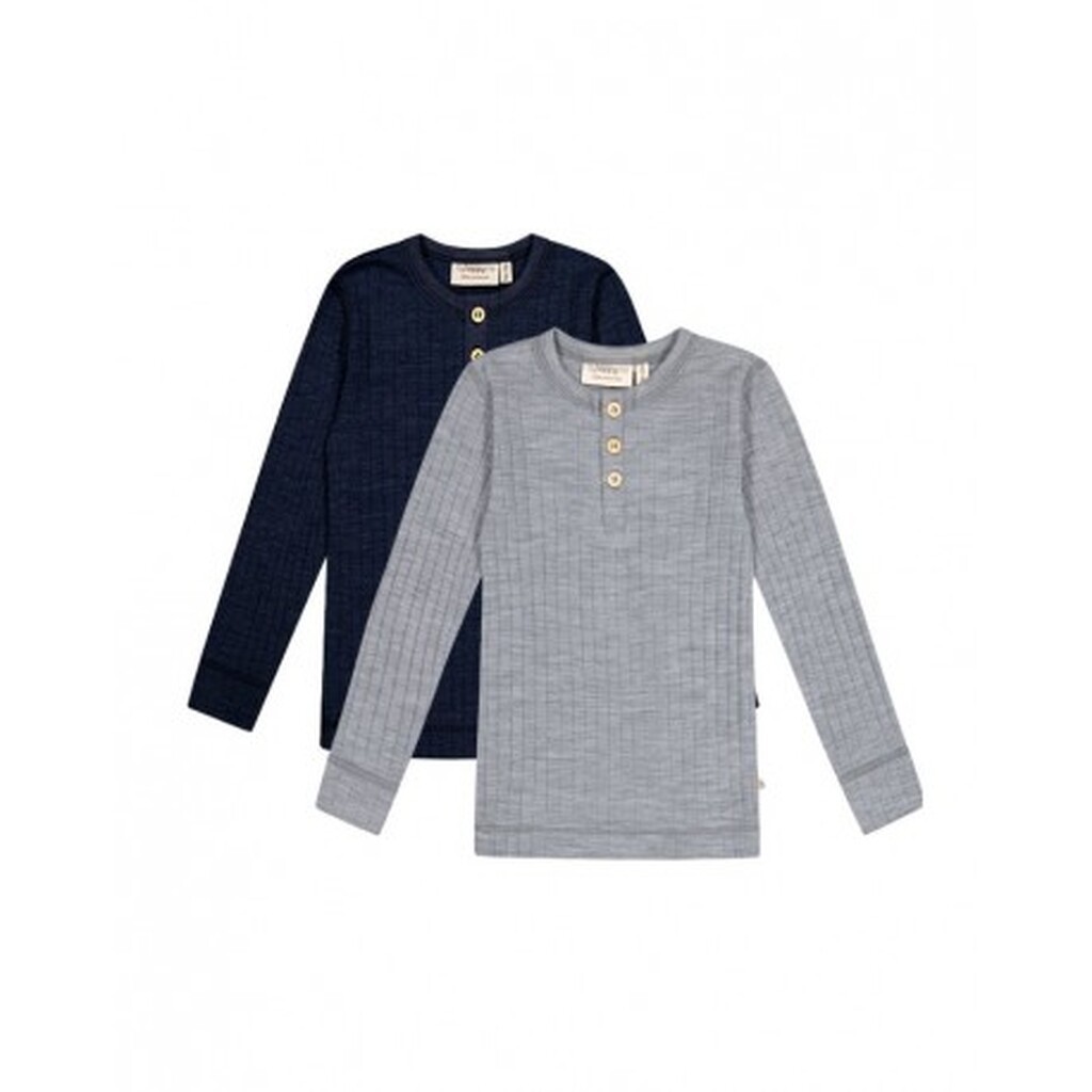 T-shirt Med Lange Ærmer I 100% Merino Uld, Oeko-texÂ®, 2-pak