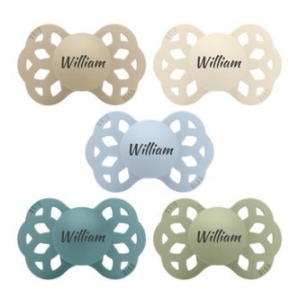 Bibs Infinity,  Str. 1 (0-6 Mdr.), Anatomisk - Silikone, Sutter Med Navn , 5-pak