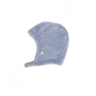 Baby Hjelm Med Trykknapper I 100% Økologisk Merino Uld, Tynd Kvalitet - 1 Lag Stof