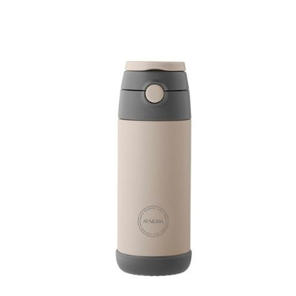 Aya&ida,  Kids Straw Bottle, Drikkeflaske Med Sugerør, 350 Ml, Cream Beige