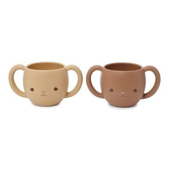 Konges Sløjd,  Cutie Drikkekop Med Hank, 2-pak, Copper Brown/rose Sand