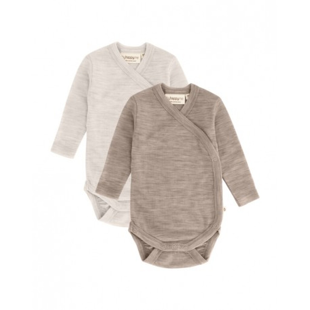 Body Med Lang Ærme Og Slå Om Lukning Til Baby I 100% Økologisk Merino Uld, 2-pak
