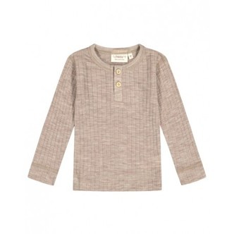 Granddad T-shirt Med Lange Ærmer I Dropneedle-strik, 100% Merino Uld, Oeko-texÂ®