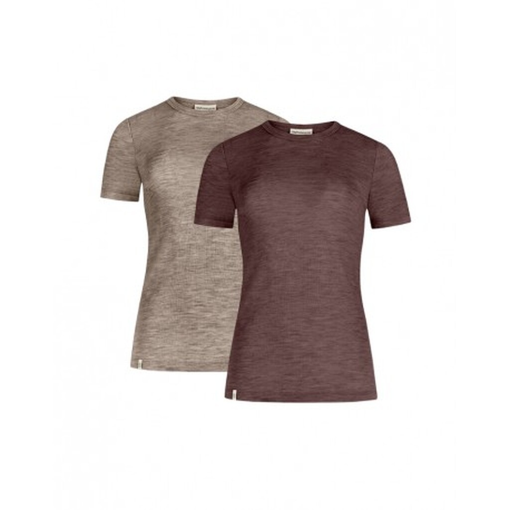 Kortærmet T-shirt Til Dame I 100% Merino Uld, 1x1 Rib, 2-pak