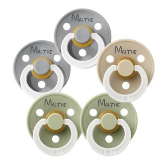 Bibs Colour Night, Str. 2 (6+ Mdr.), Symmetrisk - Latex, Sutter Med Navn , 5-pak