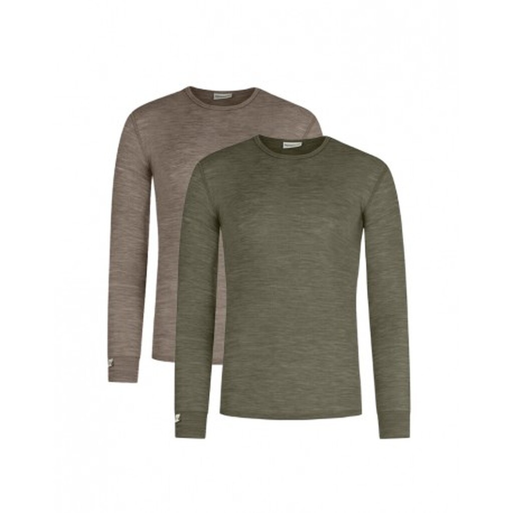 Langærmet T-shirt Til Herre I 100% Merino Uld, 1x1 Rib, 2-pak