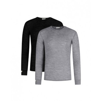 Langærmet T-shirt Til Herre I 100% Merino Uld, 1x1 Rib, 2-pak