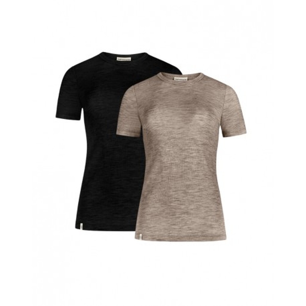 Kortærmet T-shirt Til Dame I 100% Merino Uld, 1x1 Rib, 2-pak