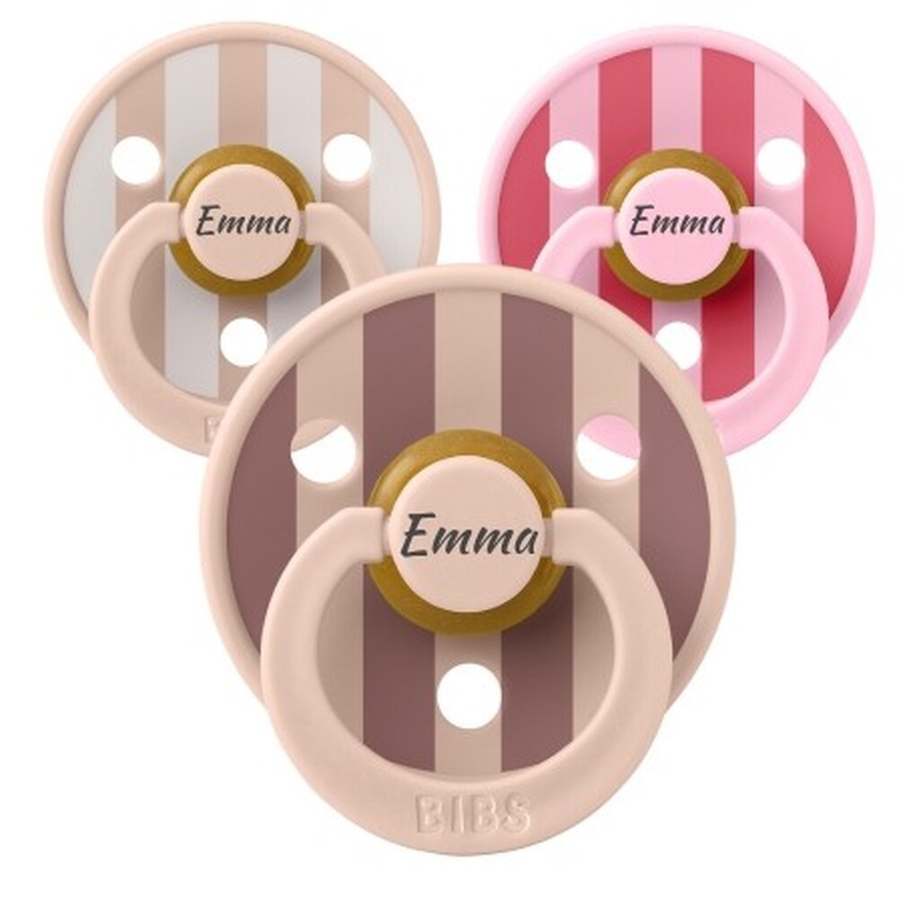 Bibs X Moomin Colour, Str. 2 (6+ Mdr.), Rund - Latex, Sutter Med Navn, 5-pak