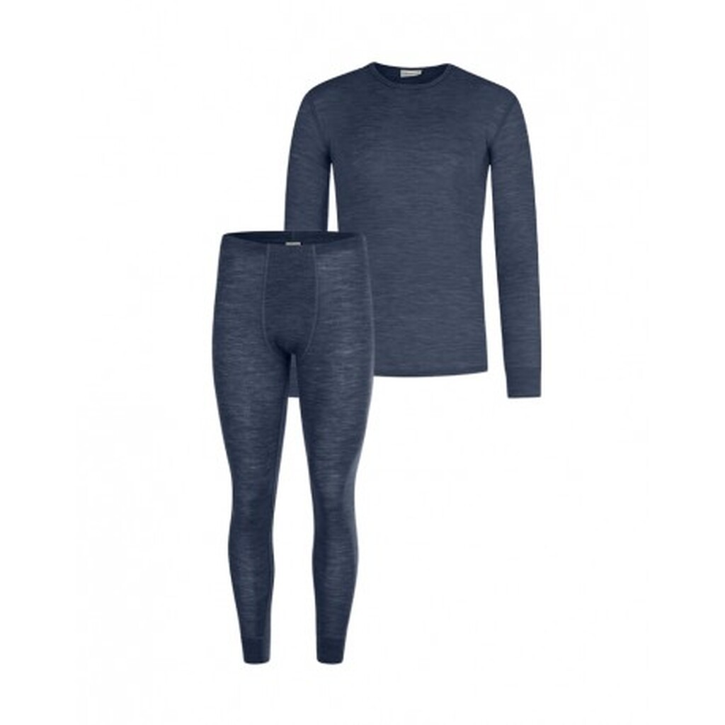 Herresæt I 100% Merino Uld  -  Langærmet T-shirt Og Longjohns 1x1 Rib