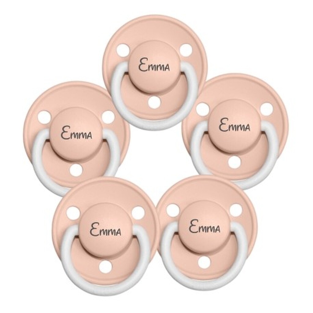 Bibs De Lux Night, Str. 1 (0-6 Mdr.) ,  Rund - Latex, Sutter Med Navn ,  5-pak