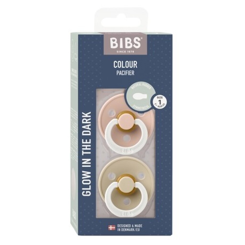 Bibs Colour Night Glow - 2-pak,  Str. 1 (0-6 Mdr.), Symmetrisk - Latex