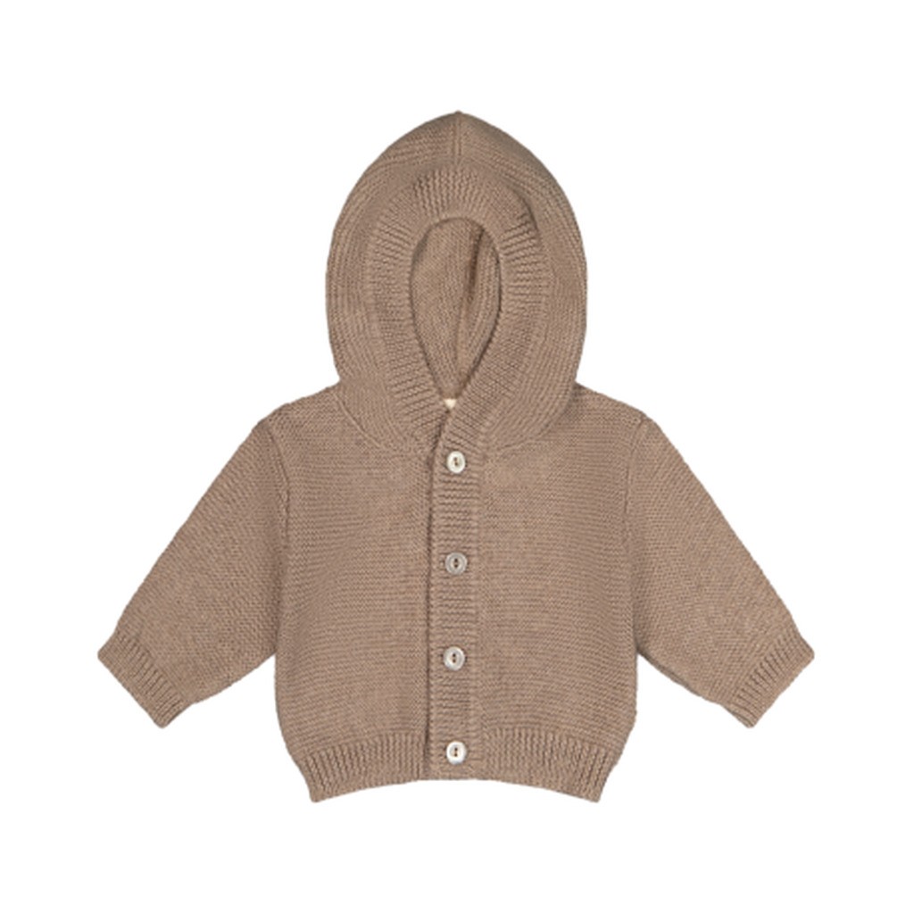 Strik Cardigan Med Hætte I 100% Merino Uld