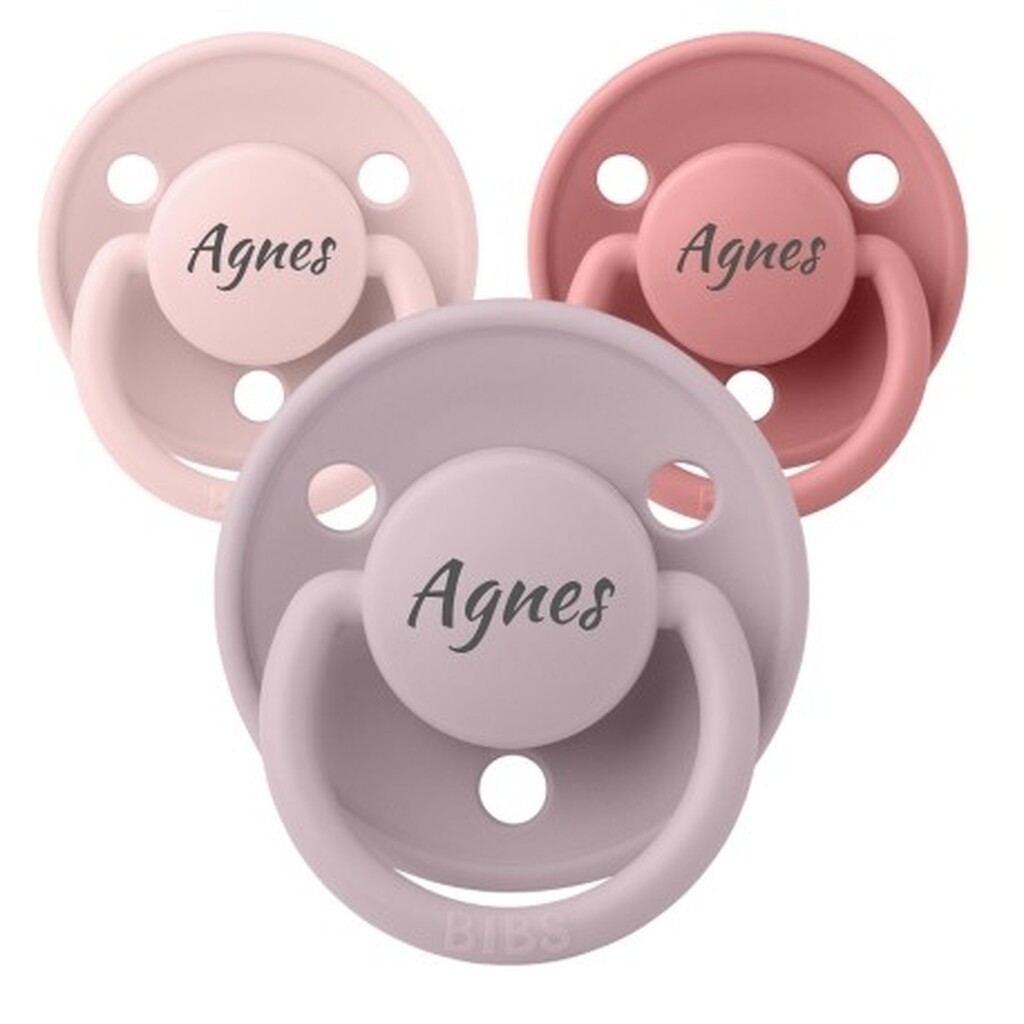 Bibs De Lux, One Size (0-36 Mdr.), Rund - Silikone, Sutter Med Navn