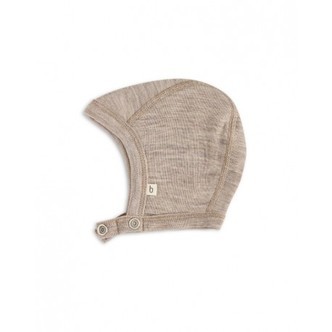 Baby Hjelm Med Trykknapper I 100% Økologisk Merino Uld, Tynd Kvalitet - 1 Lag Stof