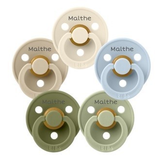 Bibs Colour, Str. 3 (18+ Mdr.), Rund - Latex, Sutter Med Navn , 5-pak