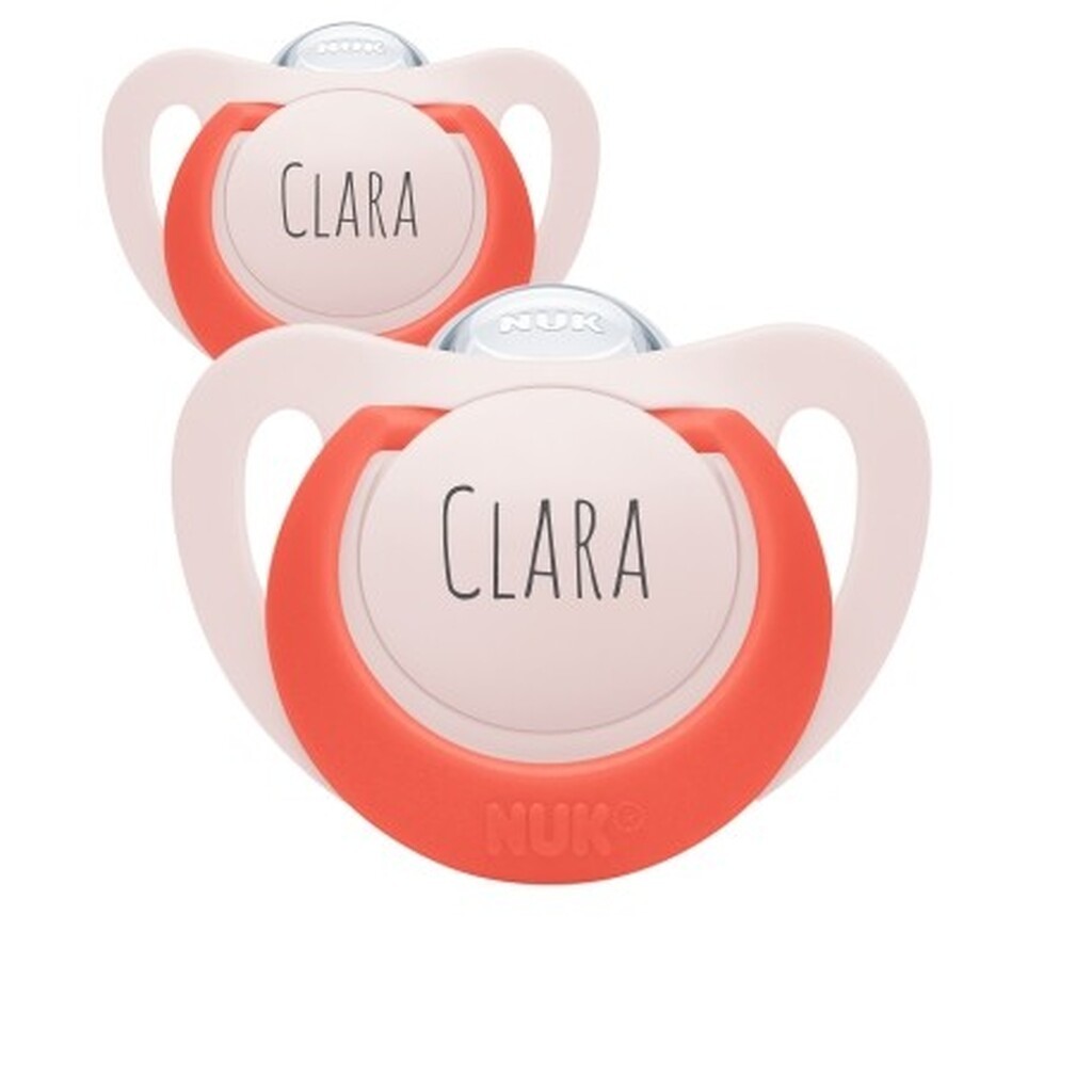 Nuk Star,  Str. 2 (6-18 Mdr.), Anatomisk - Silikone, Sutter Med Navn