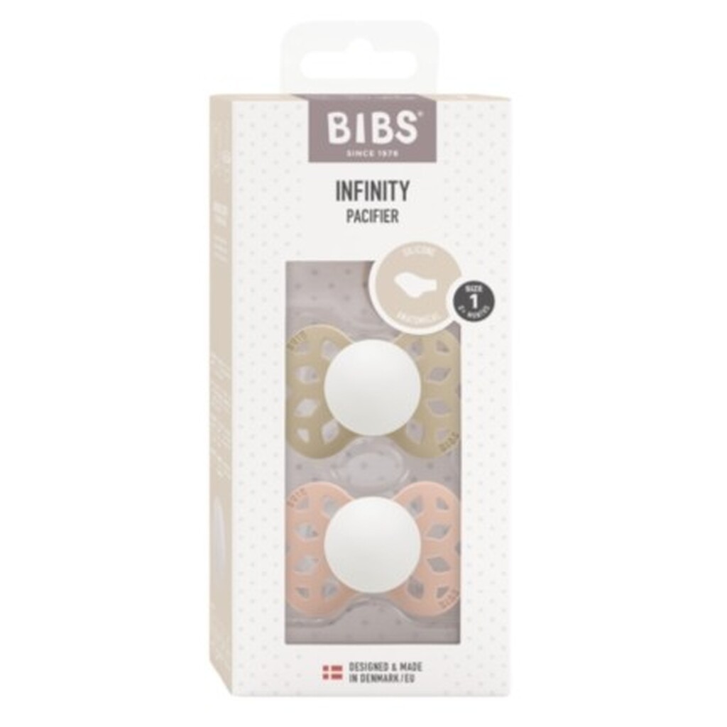 Bibs Infinity Night 2-pak, Str. 1 (0-6 Mdr.), Anatomisk - Silikone