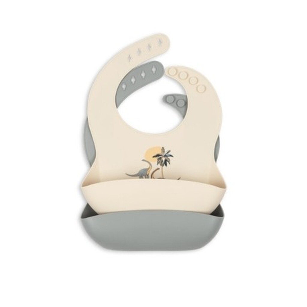 Konges Sløjd, 2-pak Baby Bib Silikone, Dino