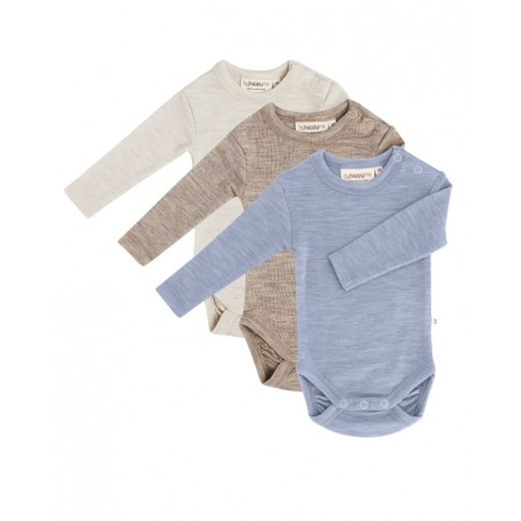 Body Med Lang Ærme Og Rund Hals I 100% Økologisk Merino Uld Til Baby, 3-pak