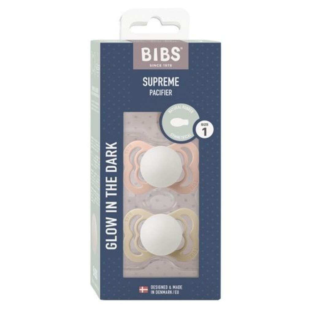 Bibs Supreme Night Glow - 2-pak,  Str. 1 (0-6 Mdr.), Symmetrisk - Latex