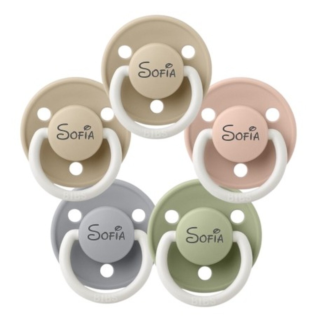 Bibs De Lux Night, One Size (0-36 Mdr.), Rund - Silikone, Sutter Med Navn, 5-pak
