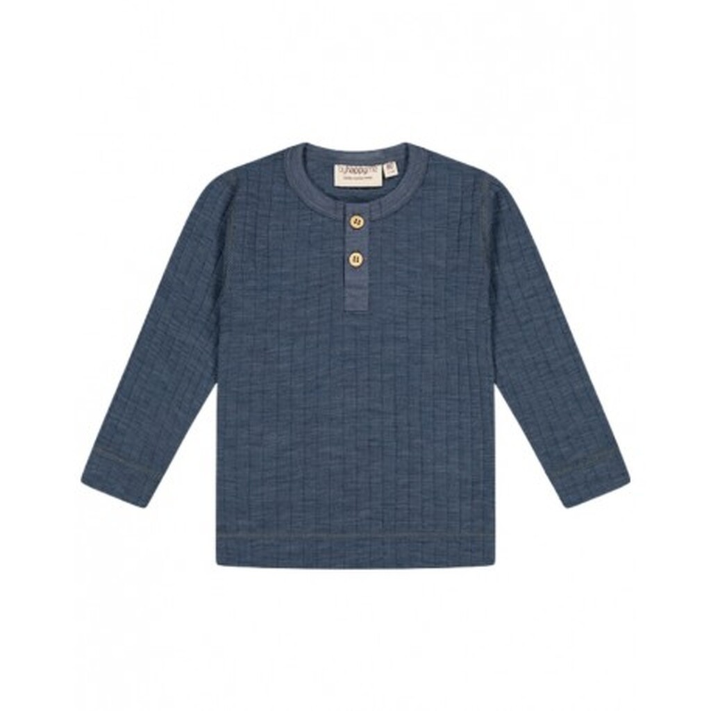 Granddad T-shirt Med Lange Ærmer I Dropneedle-strik, 100% Merino Uld, Oeko-texÂ®