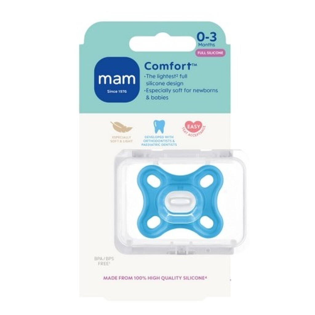 Mam Comfort 1-pak, Str. 0 (0-3 Mdr.), Symmetrisk - Silikone