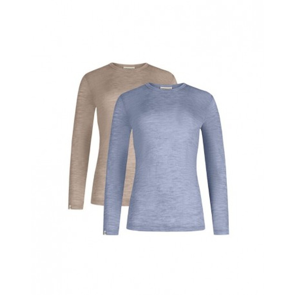 Langærmet T-shirt Til Dame I 100% Merino Uld, 1x1 Rib, 2-pak