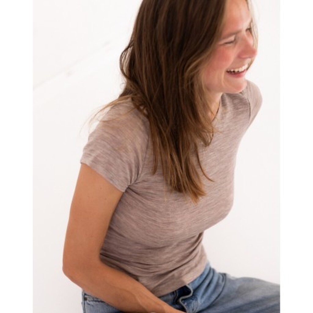 Kortærmet T-shirt Til Dame I 100% Merino Uld, 1x1 Rib