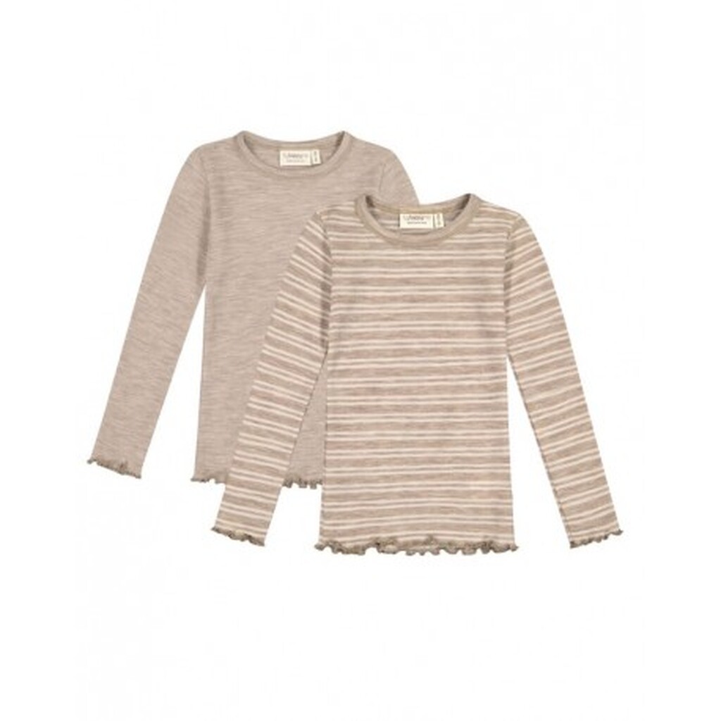 T-shirt I 1x1 Rib Med Lange Ærmer I 100% Merino Uld, Oeko-texÂ®, 2-pak