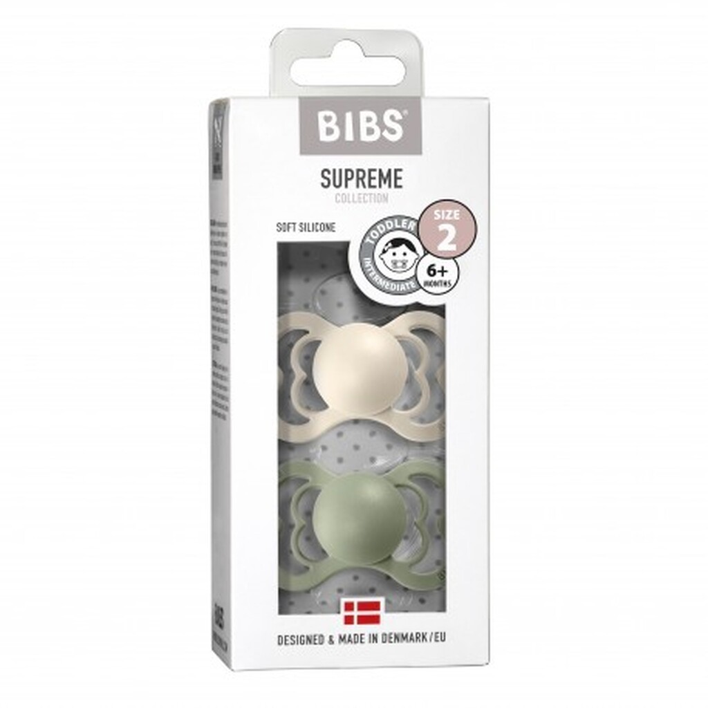 Bibs Supreme - 2-pak,  Str. 2 (6+ Mdr.), Symmetrisk - Silikone,