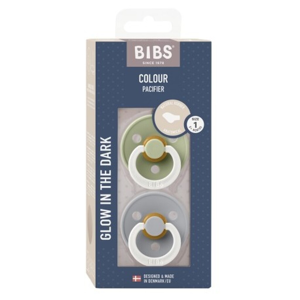 Bibs Colour Night Glow - 2-pak,  Str. 1 (0-6 Mdr.), Anatomisk - Latex