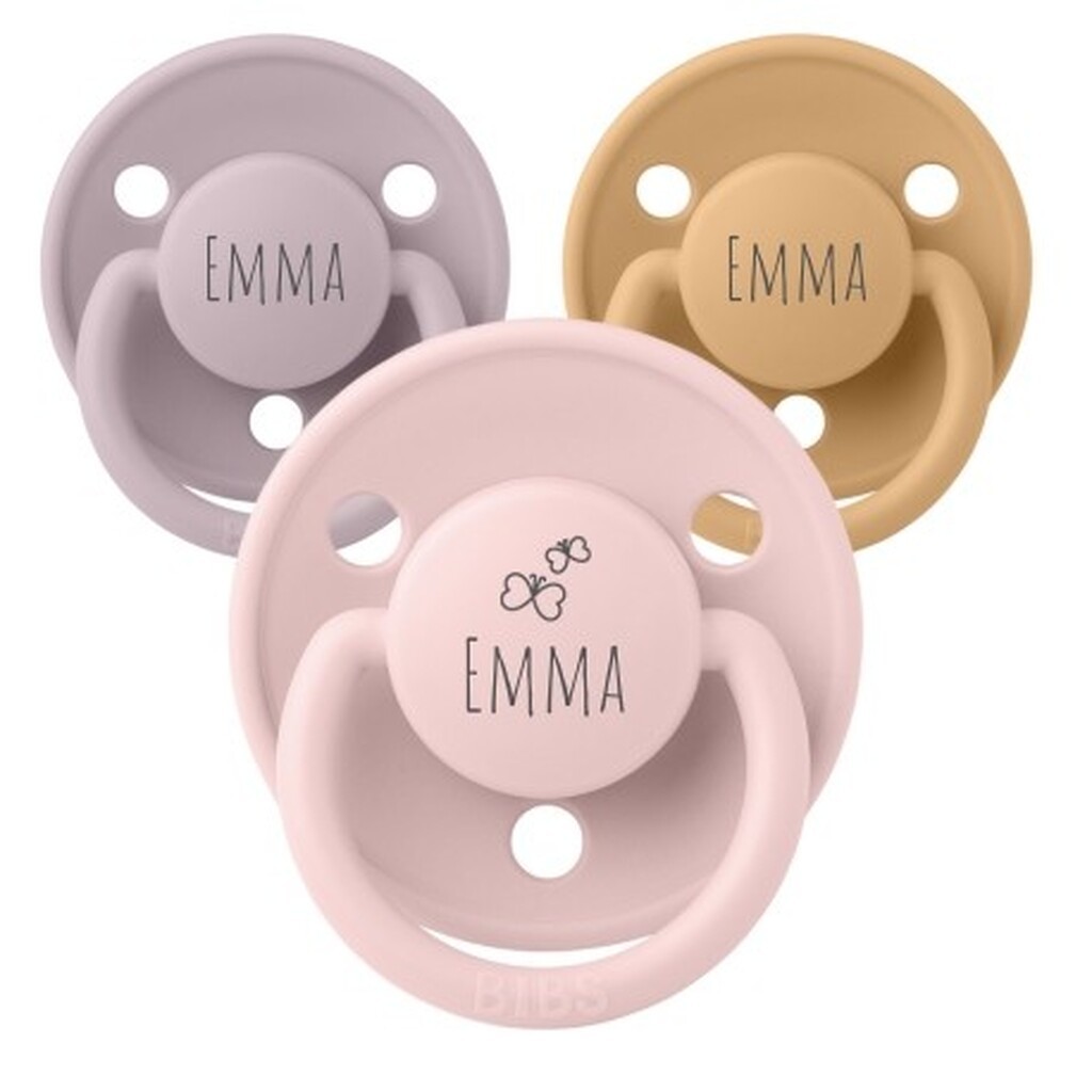 Bibs De Lux, Str. 1 (0-6 Mdr.) ,  Rund - Latex, Sutter Med Navn
