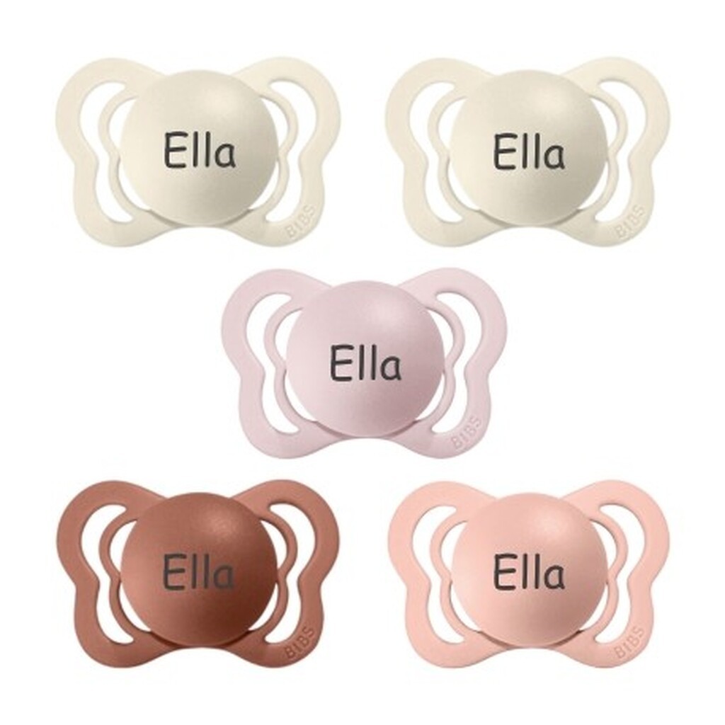 Bibs Couture,  Str. 1 (0-6 Mdr.), Anatomisk - Latex, Sutter Med Navn , 5-pak