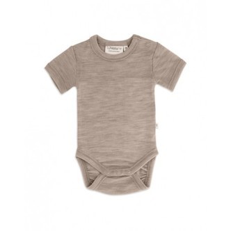 Body Med Kort Ærme Og Knaplukning Over Den Ene Skulder Til Baby, I 100% Økologisk Merino Uld