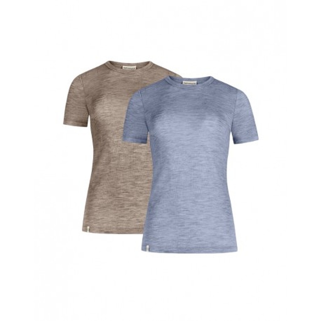 Kortærmet T-shirt Til Dame I 100% Merino Uld, 1x1 Rib, 2-pak