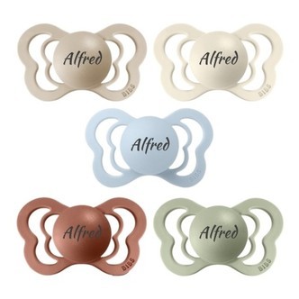 Bibs Couture,  Str. 2 (6+ Mdr.), Anatomisk - Silikone, Sutter Med Navn , 5-pak